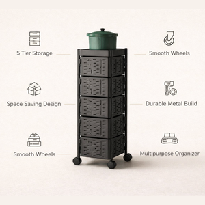 Factory Clearance Standing Modern Multi-Functional 360 Degree Movable <b>Rotating</b> Basket 5-layer Non-folding Carbon Steel Precision - Product Image 5