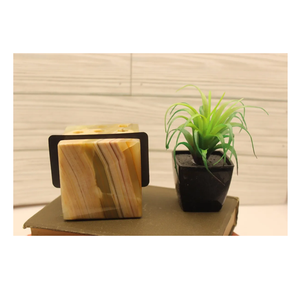 Porte-cartes de visite en marbre, organisateurs de bureau, porte-cartes de table en pierre de luxe avec base en laiton, décoratifs et objets artisanaux de collection - Product Image 5