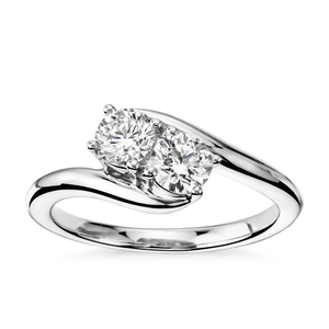 Anillo de Diamantes Redondos Reales de 0.30 TCW |   Diseño de Dos Piedras con Engaste de Garras en Oro Blanco |   Ropa Casual Elegante, Joyería Fina, Regalo para Mujer - Product Image 4