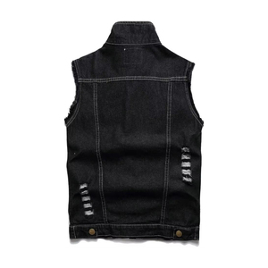 Gilet en cuir et jean pour homme, tendance, grande taille, avec poches avant, OEM, faible MOQ, sans manches, respirant, pour l'hiver - Product Image 2