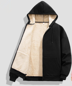 Women Men Full Zip <b>Hoodie</b> <b>Sherpa</b> <b>Lined</b> Fleece Pullover Casual Winter Warm Jacket Winter Warm Thick <b>Sherpa</b> <b>Lined</b> Full-Zip <b>Hoodie</b> - Product Image 3