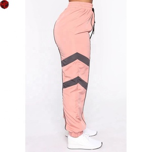 2026 Premium Pink Color Block Tracksuit Set Stand Collar Zip Up <b>Jacket</b> Windproof Sportswear for <b>Women</b> Nylon Tracksuit Set - Product Image 3
