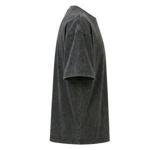 Camisetas Oversize Grises para Hombre con Hombros Caídos, Lavado Ácido, Algodón Pesado, Precio de Fábrica, Proveedor OEM Personalizado, Tejido Fresco de Verano - Product Image 3