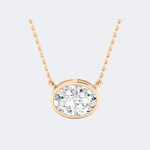 Collier solitaire ovale serti de diamants 1,00 carat (CTW) - Product Image 3
