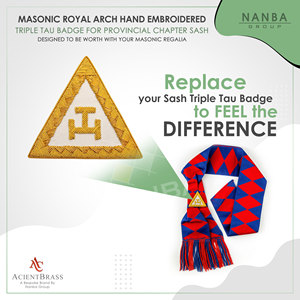 Embroidered Royal Arch Triple Tau Beaded Badge <b>Sew</b>-On Safety <b>Pin</b> 6.5cm X6.5cm Solid Color Custom Fabric Masonic Regalia Garments - Product Image 2