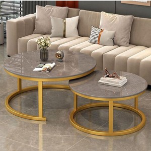 Modern Minimalist Design Durable Sintered <b>Stone</b> <b>Top</b> Metal Frame Nesting Coffee <b>Table</b> Set Adjustable Height Space-saving Easy - Product Image 2