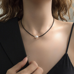 Collier en argent pur Nalan S925, style simple rétro, perle, avec un design unique, accessoire de niche Y01076 - Product Image 1