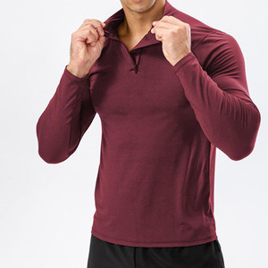 Haut de sport athlétique pour homme à manches longues avec quart de zip, séchage rapide, pour la course et l'entraînement en salle de sport, service OEM - Product Image 3