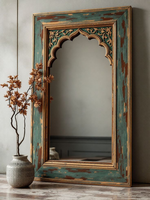Olive Wood Modern Wall Mirror with Live Edge Detail Handmade Eco-Friendly Natural Design