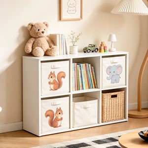 Kids & Teen <b>6</b>-<b>Cube</b> Metal Bookcase Display Shelf <b>Storage</b> Organizer 11.8" X 28" X 41" Easy Assembly for Living Room or Bedroom - Product Image 1