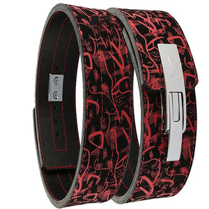 Black <b>Red</b> Patterned 13mm Thick Non-Slip Weight Lifting <b>Belt</b> Metal Buckle Adjustable Waist Support for Strength Training Unisex - Product Image 5