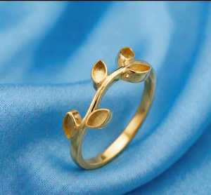 925 Sterling Silver 2x4mm Marquise Blank Bezel Leaf Branch Ring for Resin Ashes Breastmilk Keepsake <b>Memorial</b> DIY Jewelry - Product Image 5