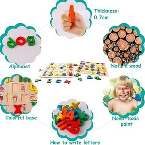 Rompecabezas de Madera con Letras Mayúsculas para Niños Pequeños de 3 a 5 Años, Preescolar, Niños y Niñas, Aprendizaje Educativo (Alfabeto) - Product Image 2