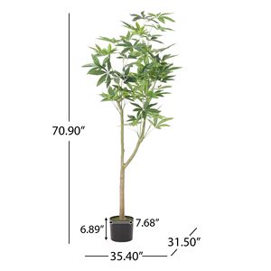 Albero della Fortuna Artificiale Pachira da 70,9 Pollici, Pianta Decorativa da Interno Resistente - Product Image 3