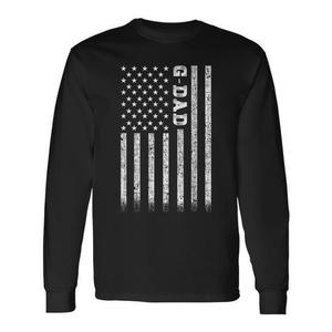 T-shirt a maniche lunghe con bandiera americana G-Dad, design patriottico da uomo, girocollo, colore nero, per adulti - Product Image 1