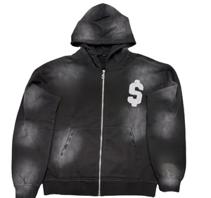 Sweat-shirt à capuche unisexe de haute qualité en coton personnalisé avec impression ou broderie de logo personnalisé, fermeture éclair - Product Image 1