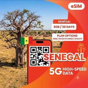 Tarjeta SIM digital de Senegal 3GB 5GB 10GB 30 Días Plan de Datos de Viaje de Alta Velocidad con Entrega Instantánea de Código QR - Product Image 1