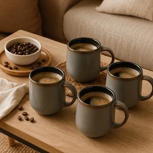 Taza de Café de Cerámica Premium con Acabado Mate Moteado, Interior Negro Intenso, Agarre Ergonómico y Estructura de Retención de Calor para un Disfrute Elegante - Product Image 5