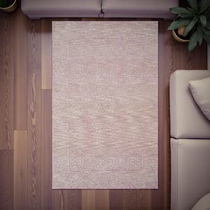 Alfombra de Lana Hecha a Mano con Diseño Abstracto, Base de Látex Ecológica, Color Lavanda Pastel Suave para Sala de Estar y Dormitorio - Product Image 2