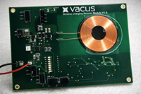 Módulo de Carga Inalámbrica Industrial VACUS para Baterías LiPo de Una Sola Celda |   Placa de Transferencia de Energía Inductiva |   Solución de Carga Integrada |