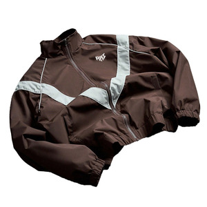Veste coupe-vent en nylon marron personnalisée en gros, veste légère avec panneau réfléchissant OEM, vêtements d'extérieur, veste sportive coupe-vent pour homme - Product Image 3