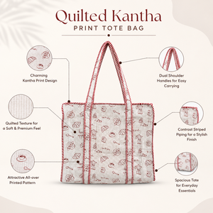 Bolso Tote Kantha Acolchado Hecho a Mano, Bolso de Mano de Algodón Estampado, Bolso de Moda para Compras, Playa y Uso Diario - Product Image 6