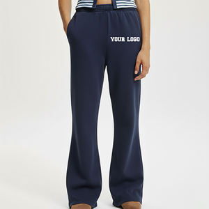Pantalones Deportivos de Cintura Alta, Corte Recto, Ajuste Regular, a la Moda, para Invierno, de Forro Polar Ecológico, para Mujer, de Color Sólido, Hechos a Medida - Product Image 1