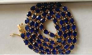 Collier chaîne à maillons saphir bleu plaqué or 18 carats avec serti griffe, bijoux unisexe pour cadeau de fête - Product Image 4