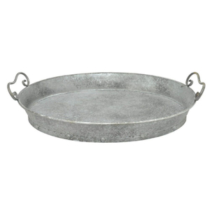Plateau de service rond en métal avec poignées, design vintage solide, durable, vaisselle pour la cuisine, plateau de service alimentaire, plateau de service pour boissons à domicile - Product Image 1