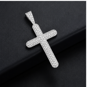 Collar con Colgantes de Cruz Minimalistas, Plata 925 con Baño de Rodio, Dijes de Jesús, Diamantes Cultivados en Laboratorio, para Fiestas Infantiles Cristianas - Product Image 4