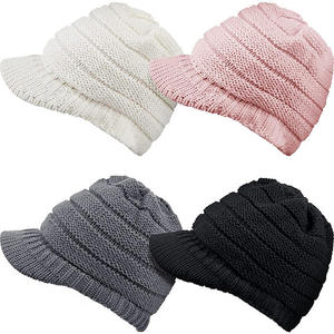 Unisex Acrylic Plain Blank Colorful Warm Thick <b>Winter</b> Toque Hat Custom Logo Design Rib Knit Beanie Soft Thermal Skull <b>Cap</b> - Product Image 2