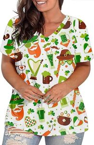 Women's Plus-Size Casual Summer Tunics V-Neck <b>T</b>-<b>Shirts</b> Comfortable Tops - Product Image 2