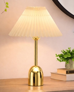 Elegant Gold Dome <b>Table</b> Lamp with Pleated Fabric Shade Modern Nordic <b>bedside</b> lighting for home and hotel Low MOQ Shop now - Product Image 2