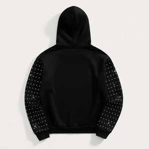 Ensemble de survêtement polaire oversize zippé pour homme avec strass, broderie effet vieilli, comprenant un sweat à capuche et un short de jogging - Product Image 4