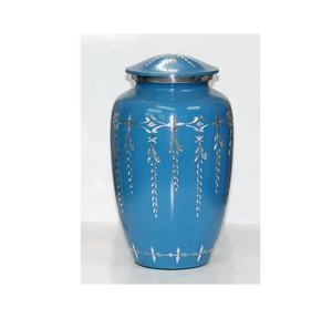 Urna azul grabada con diamantes para cenizas humanos - Product Image 3
