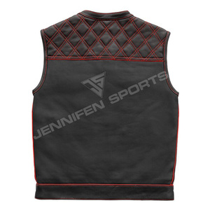 Mens Genuine Leather Motorcycle <b>Vest</b> For Men Black Diamond Stitched Concealed Carry Biker <b>Vest</b> Customized Leather Jackets - Product Image 6