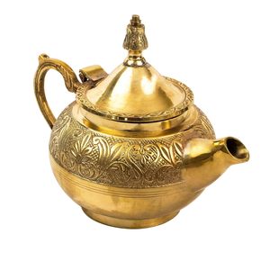 Tetera Oriental de Latón con Tapa y Asa, Diseño Floral Decorativo, Hervidor de Agua - Product Image 4
