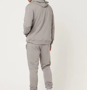 Men’s Taupe Hoodie Tracksuit Set – <b>Plain</b> <b>Sweatshirt</b> Jogger Set Custom Logo Minimalist Casual Sportswear Two Piece - Product Image 4