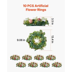 10 pezzi corona di Rose artificiali di 14 pollici di diametro rosa finto rosa bianco centrotavola per la festa della mamma di San Valentino - Product Image 3