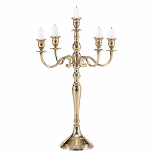 Candelabro de metal dorado de alta calidad para centros de mesa de hotel, decoración romántica para el hogar, suministro al por mayor. - Product Image 3