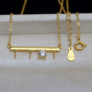 Collier pendentif en argent S925 Wenchi avec 3 perles, support de perles 7-8, ensemble vide, accessoires de bijoux DIY, modèle Chine 20471 - Product Image 5