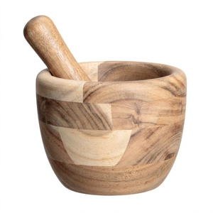 Ensemble mortier et pilon en bois naturel artisanal Okhli Musal, broyeur d'épices et de plantes, outil de cuisine en promotion - Product Image 2