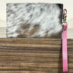New 2026 Trending Designer Bag Tooled Cowhide Leather Wristlet Clutch Western Floral Wallet Turquoise Concho Hair On Hide <b>Purses</b> - Product Image 5