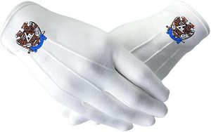 Gants blancs maçonniques du Rite écossais de 32e degré en polyester avec emblème d'aigle classique - Product Image 5