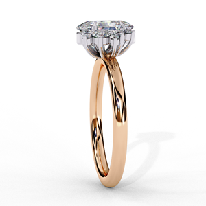 Round Cut Diamond Engagement Ring with Cluster Side <b>Stones</b> - Product Image 1
