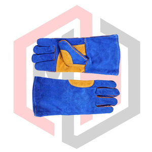 Blue Yellow Reinforced Leather Welding Gloves Full Safety Breathable Tear-Resistant Heat-Insulating Anti-Vibration Anti-static - Product Image 6