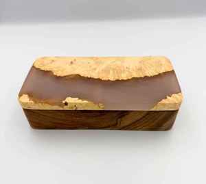 Caja de joyería de resina de madera, caja de almacenamiento minimalista rectangular, organizador decorativo para dormitorio, caja de almacenamiento de lujo hecha a mano - Product Image 4