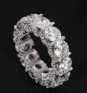 แหวนฮิปฮอปแบบปรับแต่งได้สำหรับผู้ชาย/ยูนิเซ็กซ์ ชุบแพลตตินั่ม เงินแท้ 925 พร้อมขอบประดับมอสซาไนต์ - ของขวัญแต่งงาน - Product Image 2