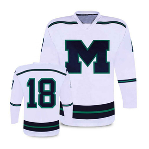 Maillot de hockey sur glace personnalisé noir avec rayures bleues, uniforme d'équipe, design de lettres diagonales, sublimation personnalisée, 100% polyester - Product Image 5
