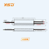 Alimentation LED 400W YSD 12V, driver LED 24V 30W-500W série D ultra-mince, étanche IP67, driver LED à tension constante
